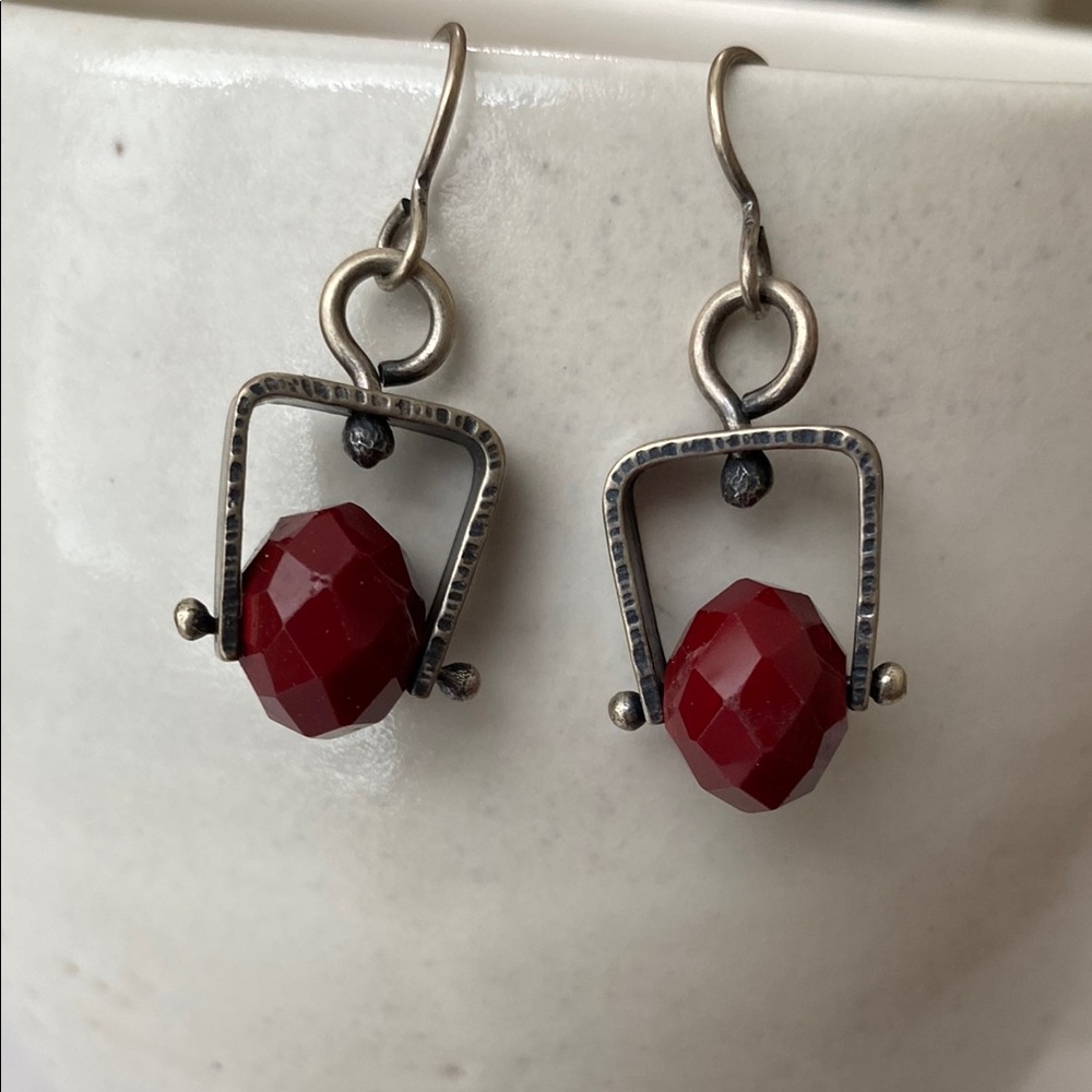Artisan Red Quartz Sterling Earrings